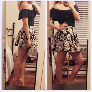 Jacquard Brocade Fabric Mini Skirt